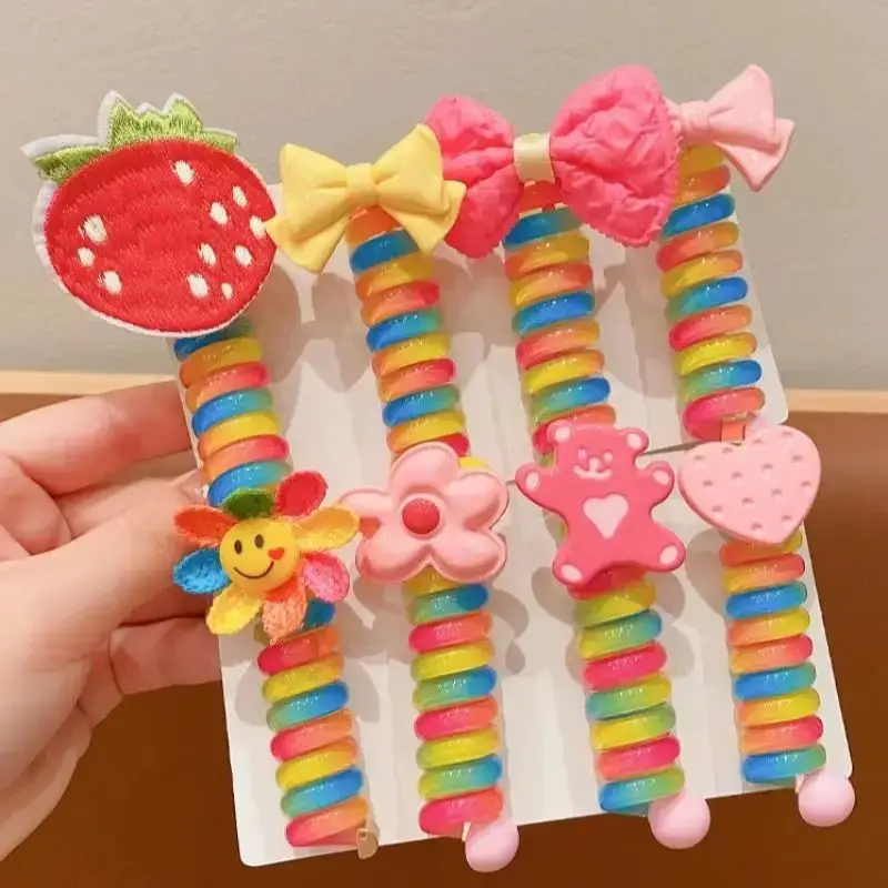 Children's Rainbow Hair Ring High Ponytail Rope