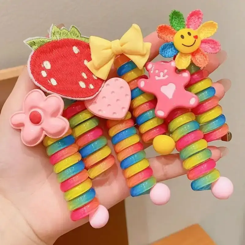 Children's Rainbow Hair Ring High Ponytail Rope