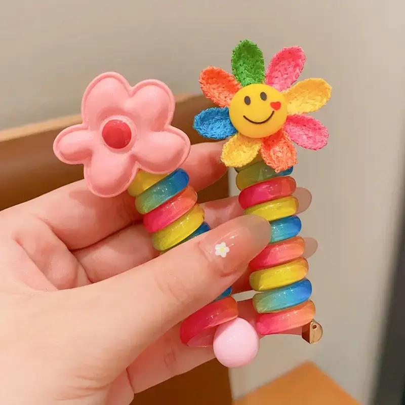 Children's Rainbow Hair Ring High Ponytail Rope