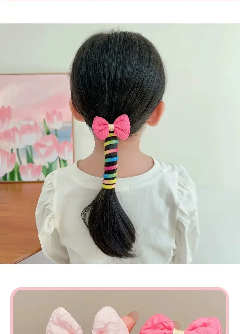 Children's Rainbow Hair Ring High Ponytail Rope — feature 2