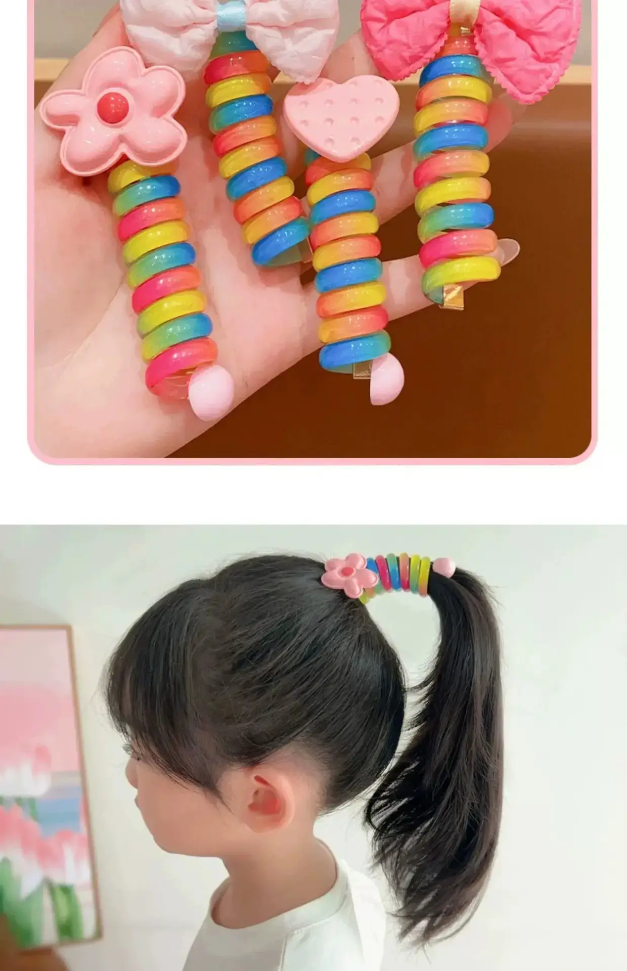 Children's Rainbow Hair Ring High Ponytail Rope — feature 3