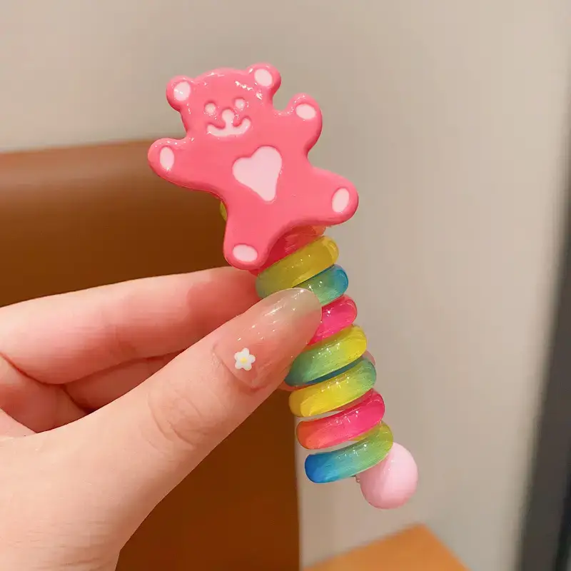 Children's Rainbow Hair Ring High Ponytail Rope