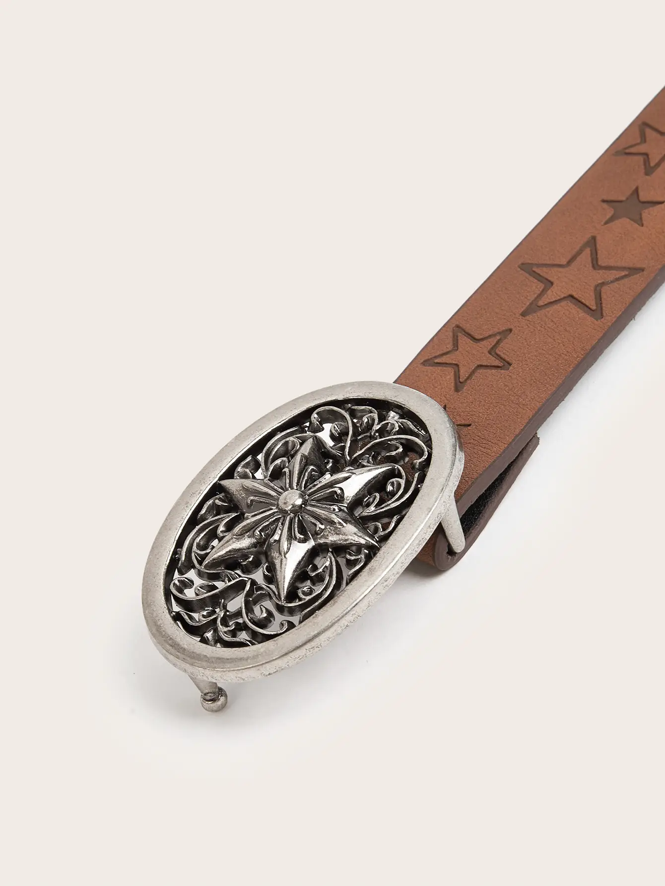 Women Men Brown Star Snap Belt - Image 2