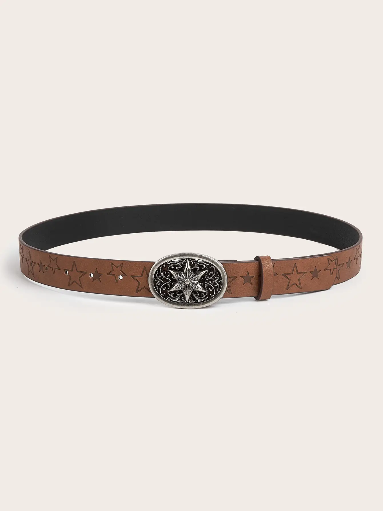 Women Men Brown Star Snap Belt - Image 3