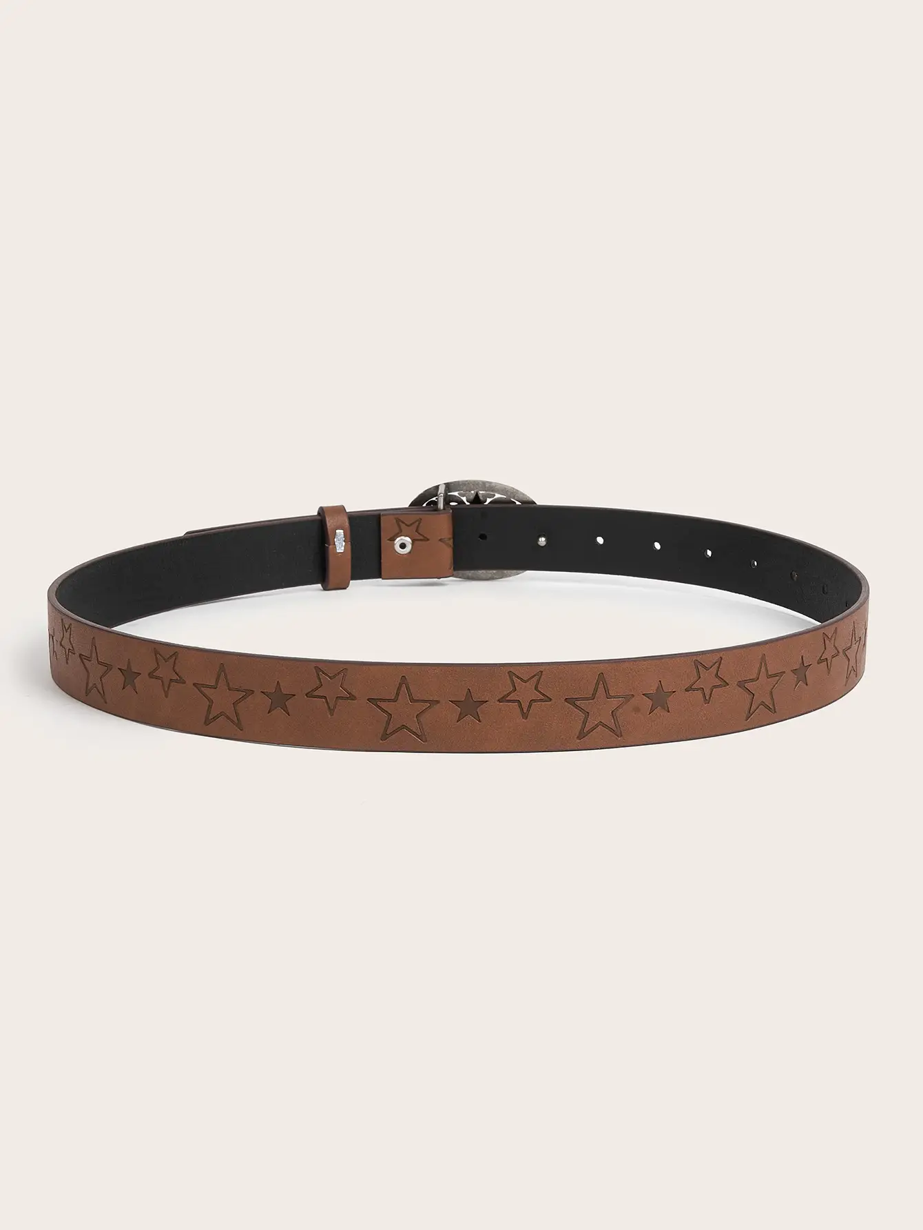 Women Men Brown Star Snap Belt - Image 4