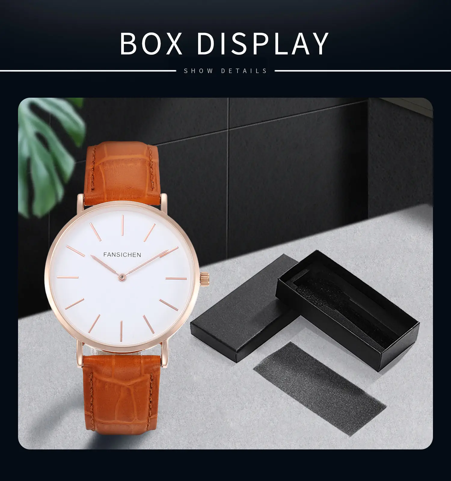 White Quartz Watch with Brown Leather Strap — feature 10