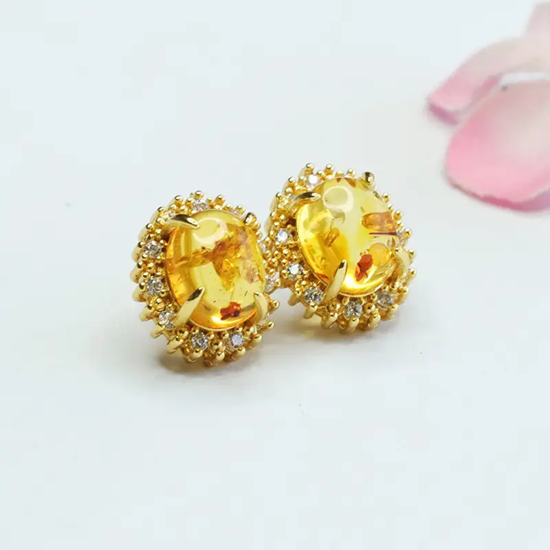 Guan Yu Natural Amber Earrings Drop Earrings Women