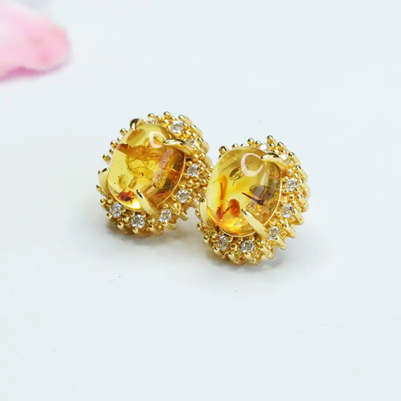 Guan Yu Natural Amber Earrings Drop Earrings Women