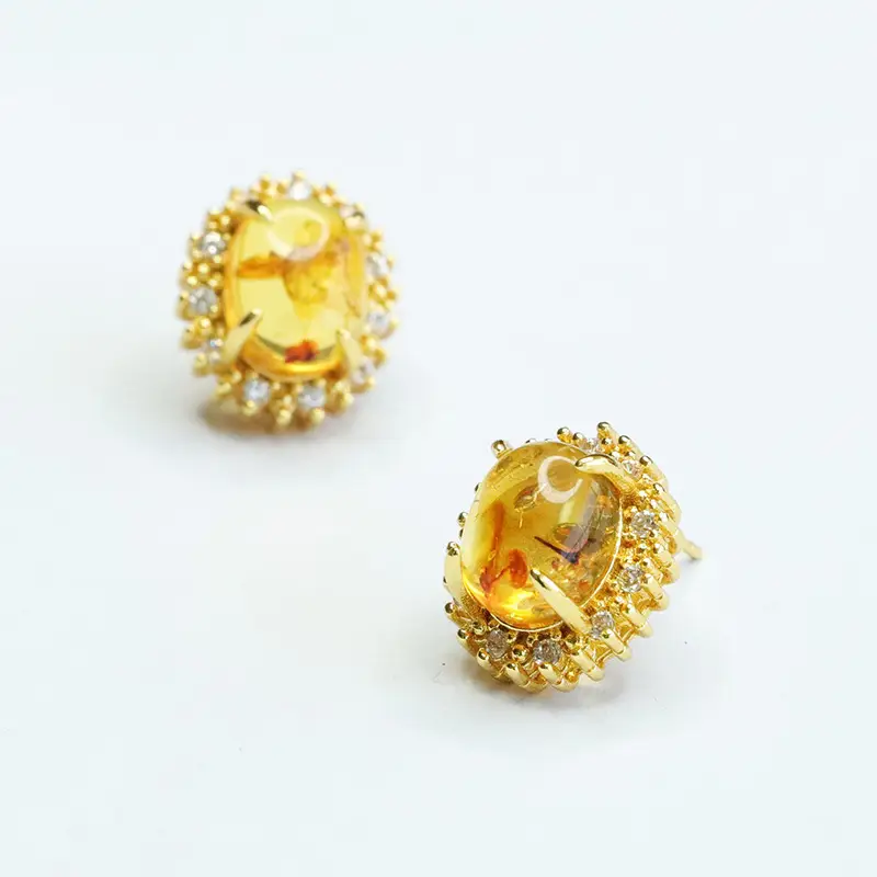 Guan Yu Natural Amber Earrings Drop Earrings Women