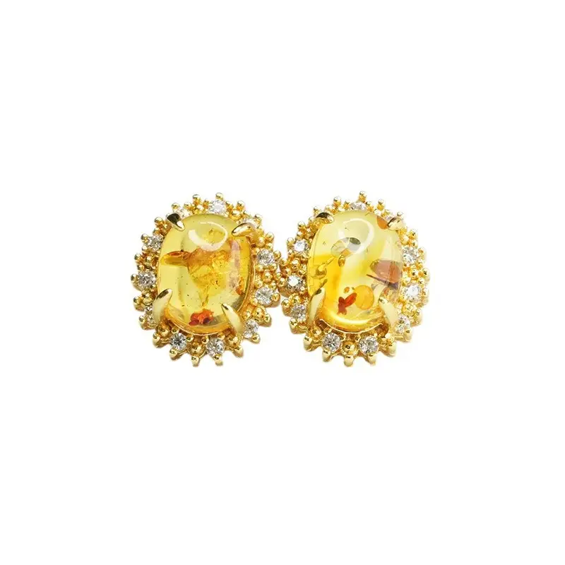 Guan Yu Natural Amber Earrings Drop Earrings Women