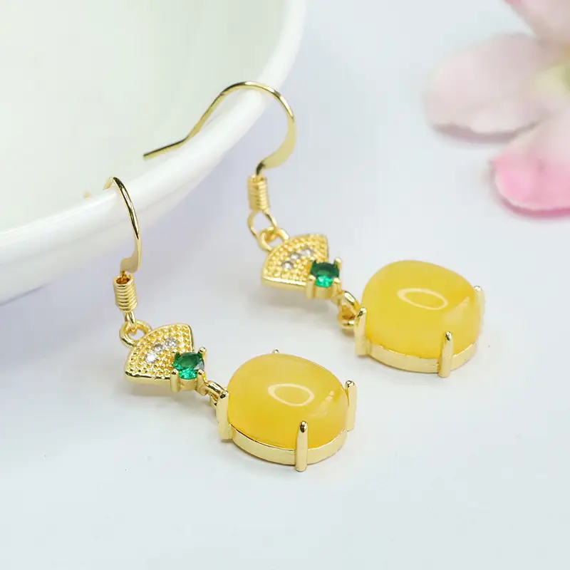 Yellow Beeswax Fan-Shaped Earrings for Women - Image 3