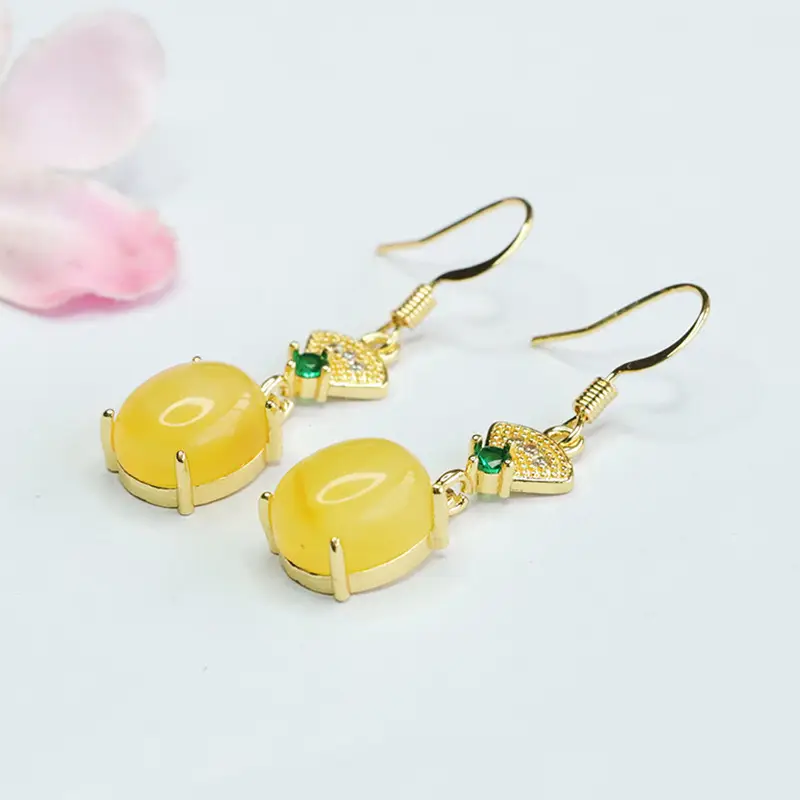 Yellow Beeswax Fan-Shaped Earrings for Women - Image 4