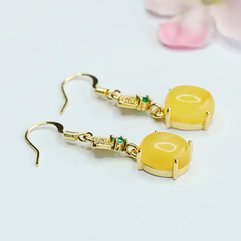 Yellow Beeswax Fan-Shaped Earrings for Women - Image 5