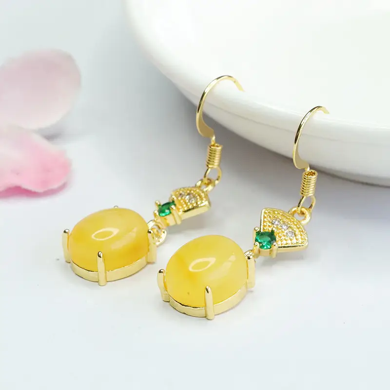 Yellow Beeswax Fan-Shaped Earrings for Women — feature 7