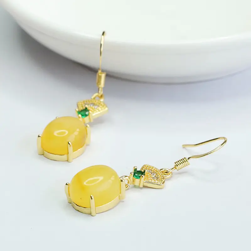 Yellow Beeswax Fan-Shaped Earrings for Women — feature 9
