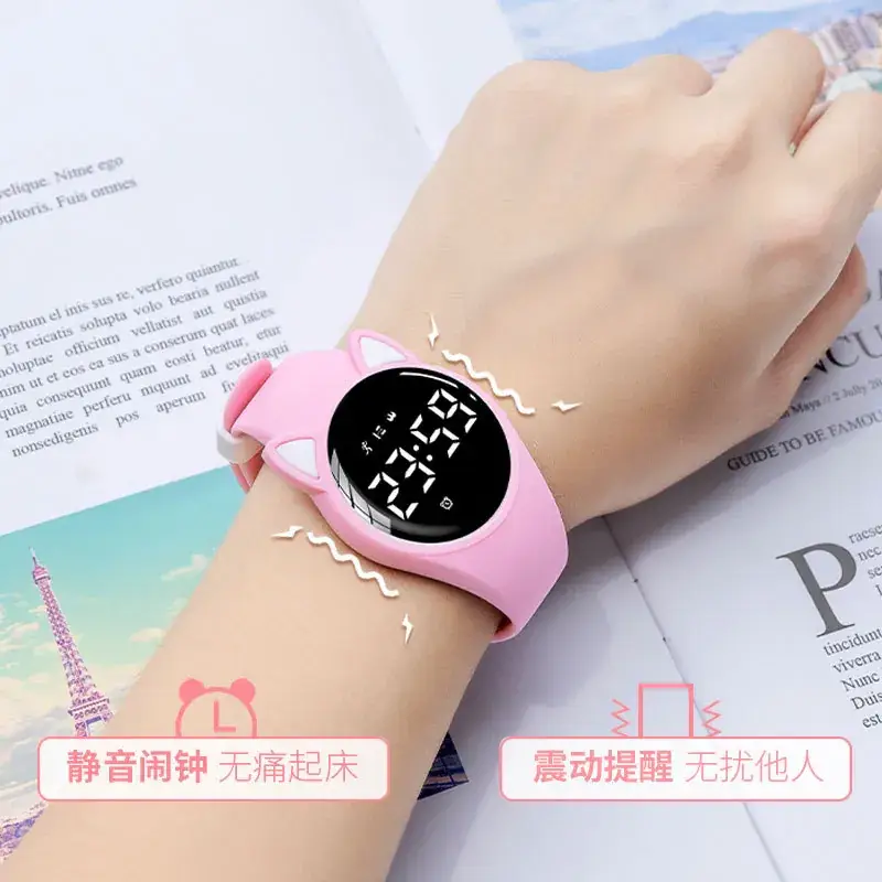 Cute Pink Cat Ear Digital Watch for Girls 2021
