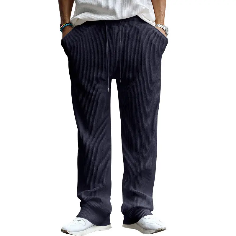 Men's Green Jacquard Wide Leg Pants Drawstring Casual - Image 10