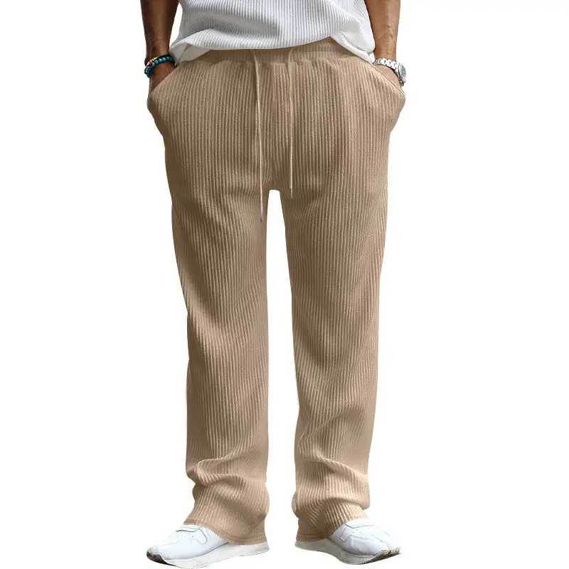 Men's Green Jacquard Wide Leg Pants Drawstring Casual - Image 11
