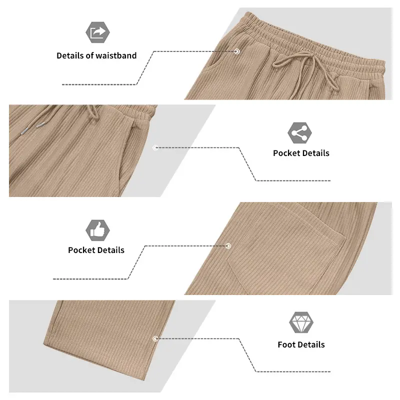 Men's Green Jacquard Wide Leg Pants Drawstring Casual — feature 39