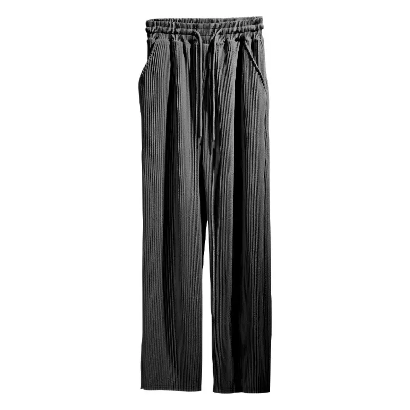 Men's Green Jacquard Wide Leg Pants Drawstring Casual - Image 2