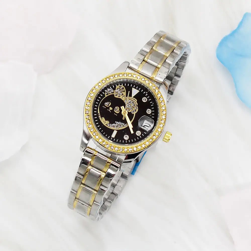 Women's 24K Gold Dial Waterproof Watch with Diamond Bezel — feature 10