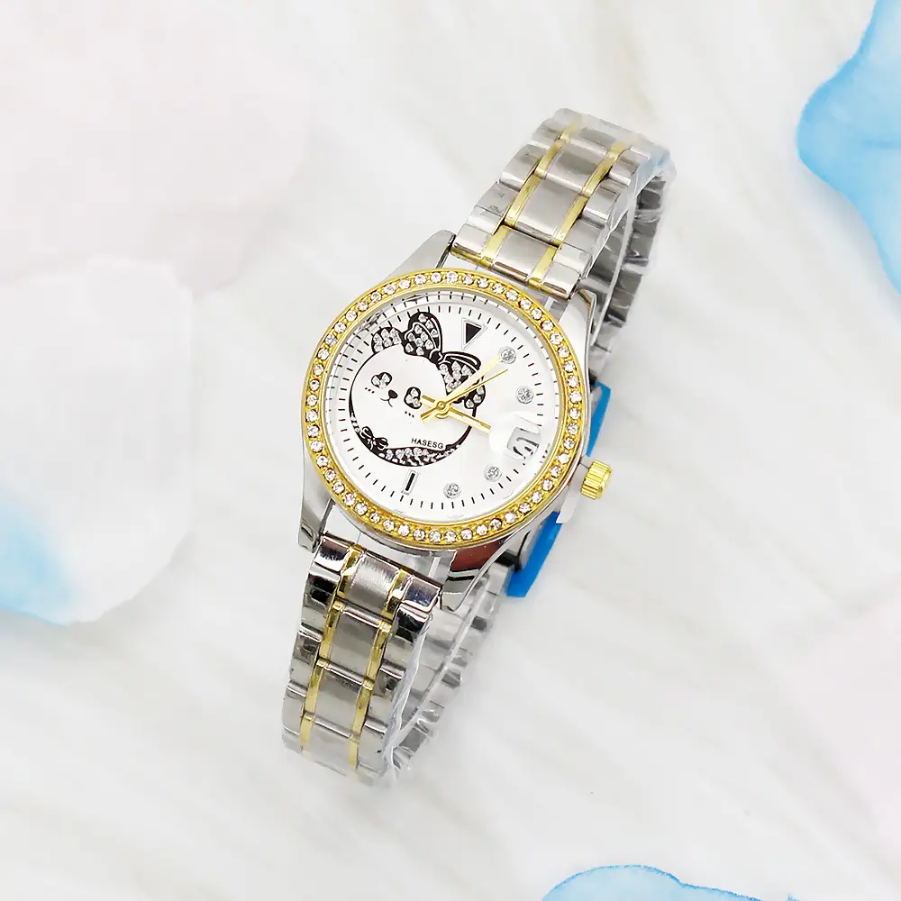 Women's 24K Gold Dial Waterproof Watch with Diamond Bezel — feature 12