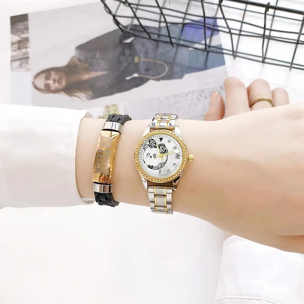 Women's 24K Gold Dial Waterproof Watch with Diamond Bezel — feature 14