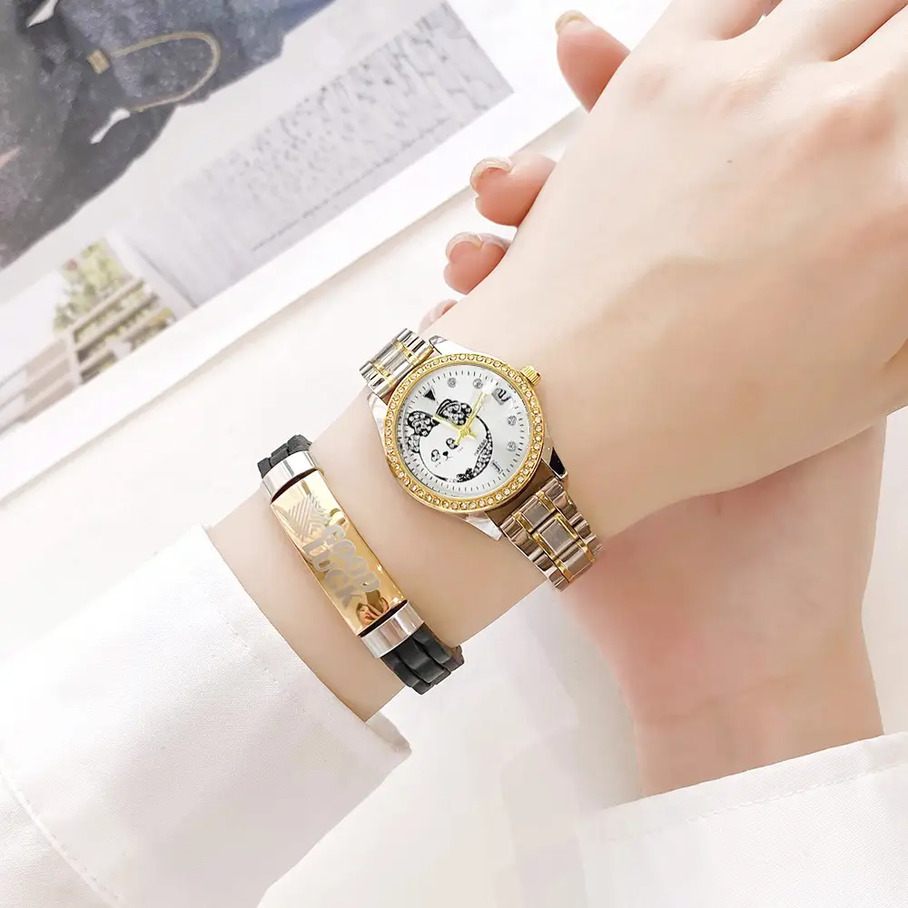 Women's 24K Gold Dial Waterproof Watch with Diamond Bezel — feature 15