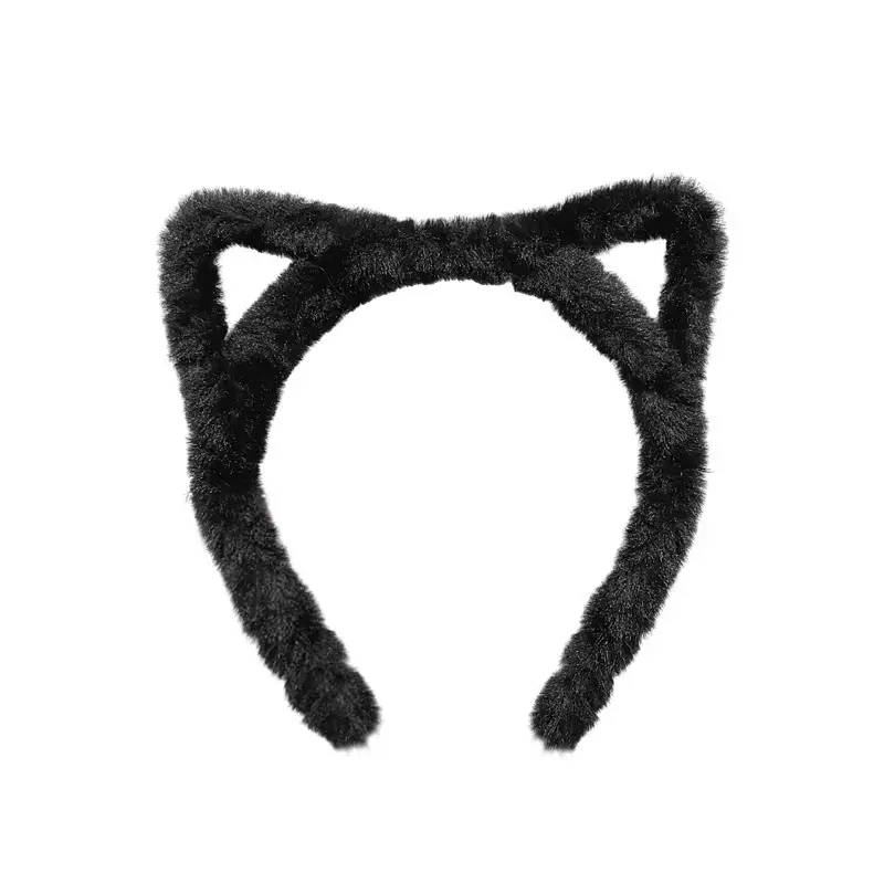 Cute Cat Ears Headband for Women Winter Plush White - Image 14