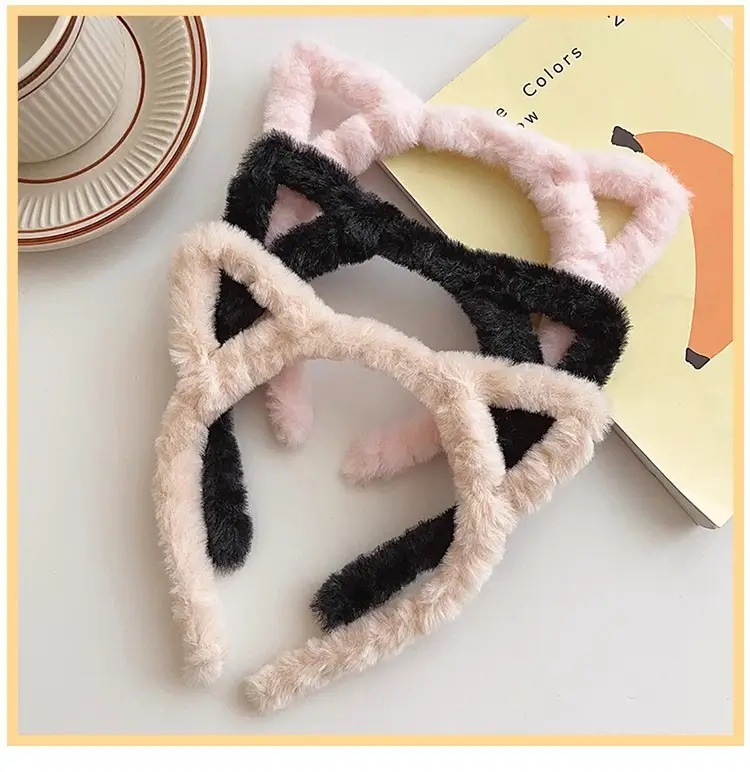 Cute Cat Ears Headband for Women Winter Plush White — feature 1