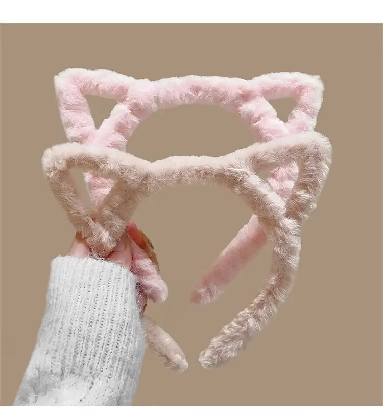 Cute Cat Ears Headband for Women Winter Plush White — feature 8