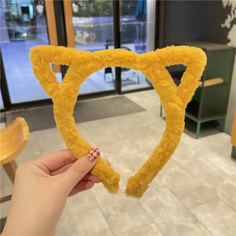 Cute Cat Ears Headband for Women Winter Plush White - Image 7