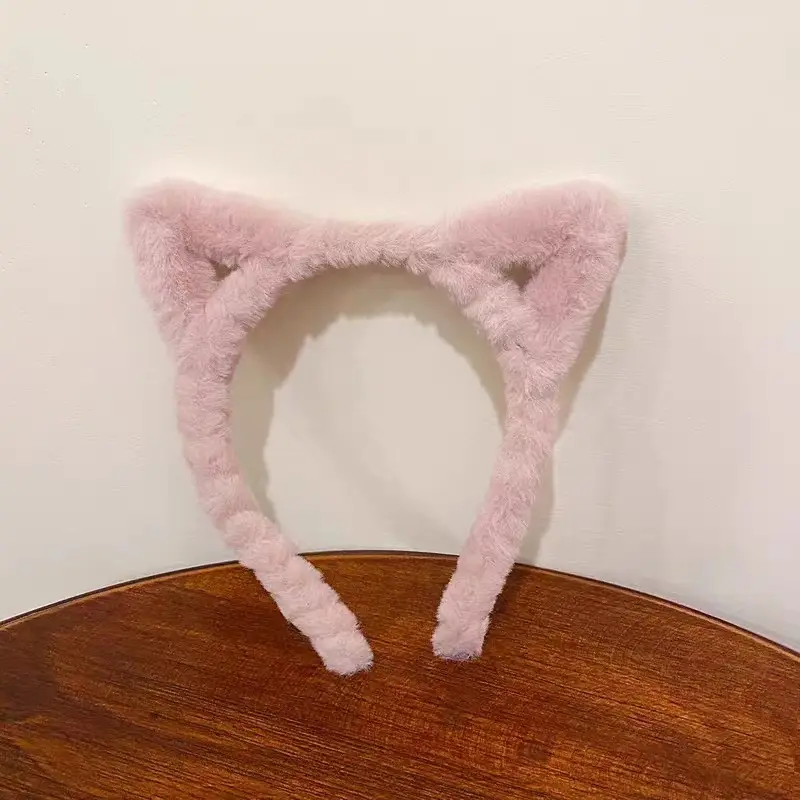 Cute Cat Ears Headband for Women Winter Plush White - Image 8