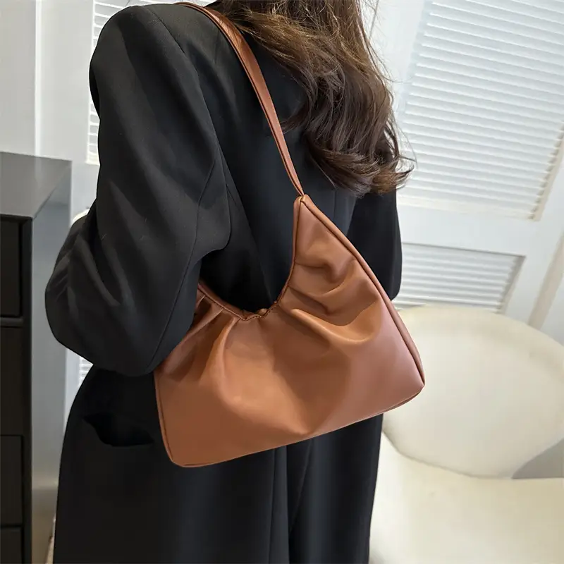 Women's Pleated Shoulder Bag Cream 2024 - Image 5