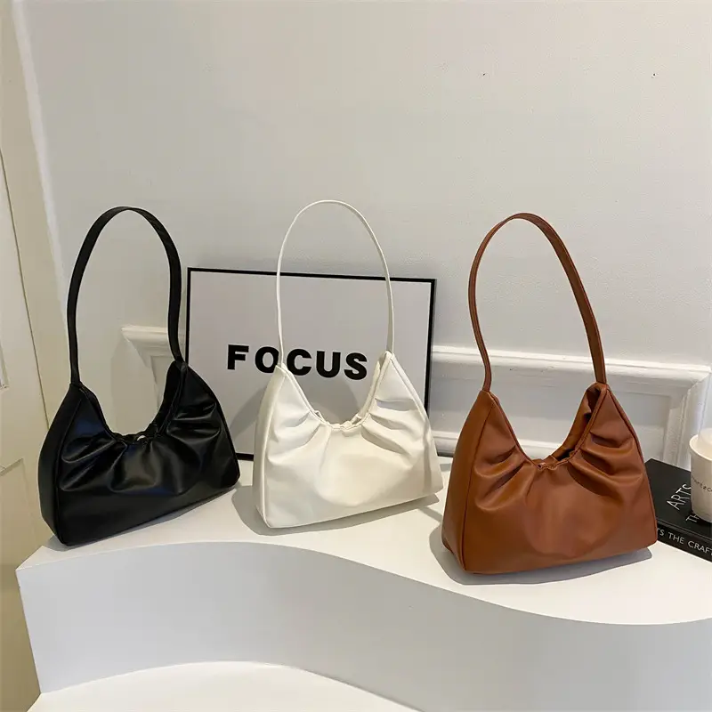 Women's Pleated Shoulder Bag Cream 2024 - Image 7