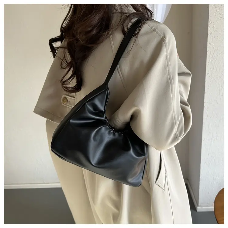 Women's Pleated Shoulder Bag Cream 2024 — feature 11