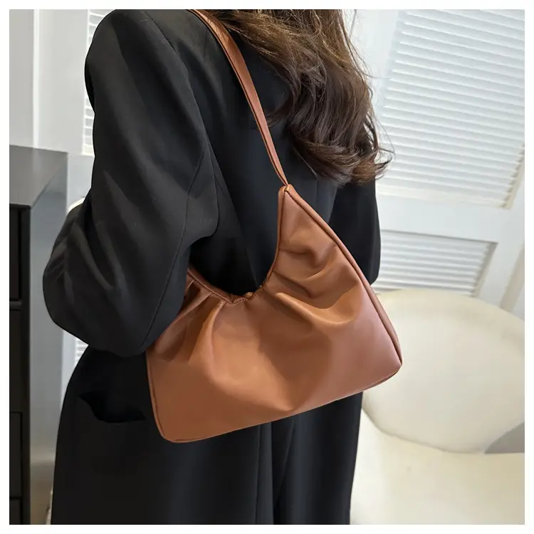 Women's Pleated Shoulder Bag Cream 2024 — feature 14