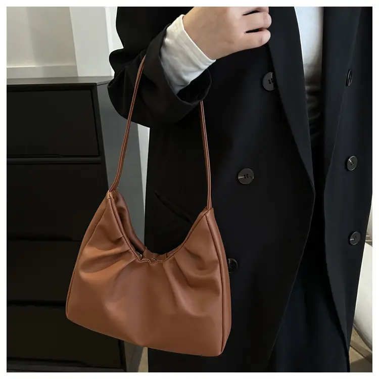 Women's Pleated Shoulder Bag Cream 2024 — feature 16