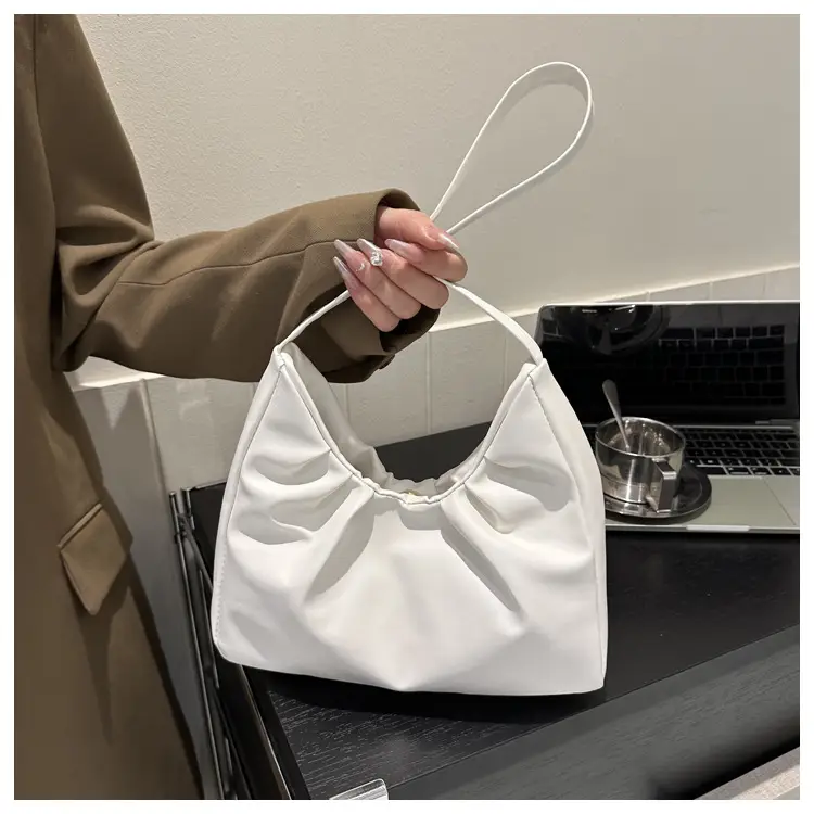 Women's Pleated Shoulder Bag Cream 2024 — feature 17