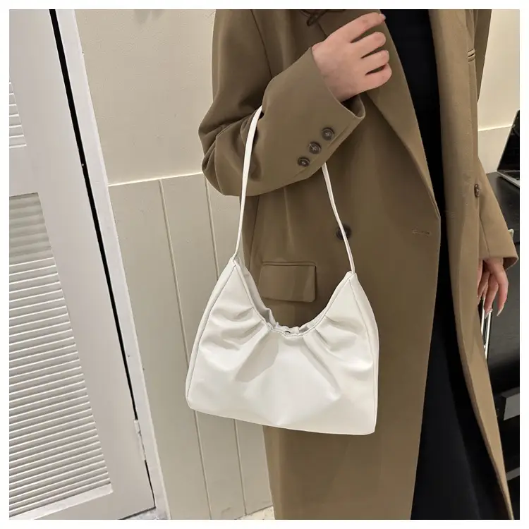 Women's Pleated Shoulder Bag Cream 2024 — feature 18