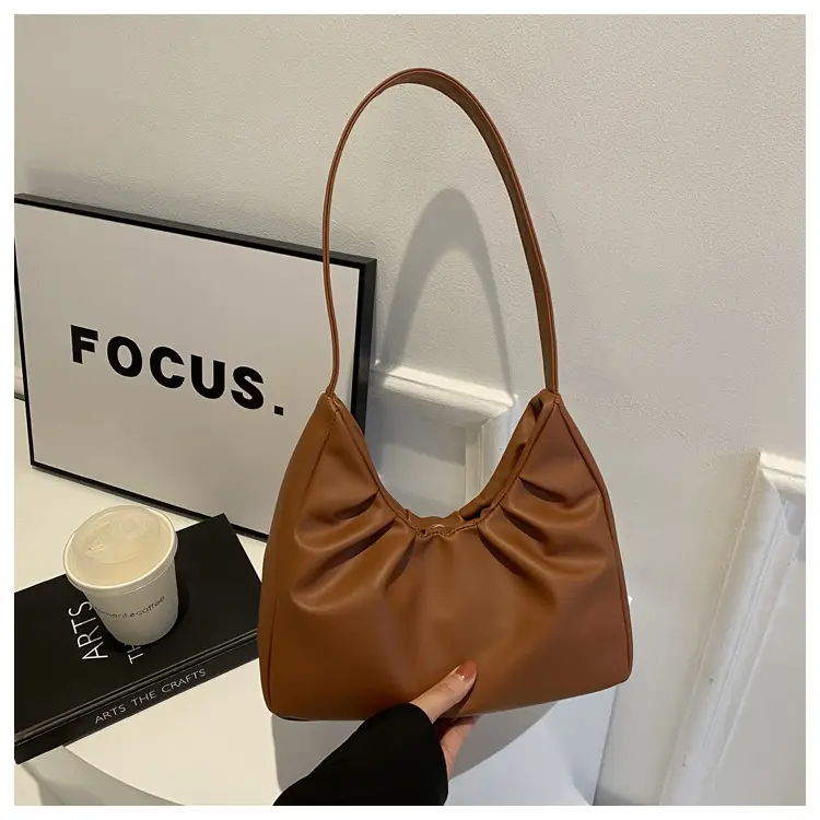 Women's Pleated Shoulder Bag Cream 2024 — feature 23