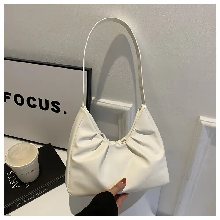 Women's Pleated Shoulder Bag Cream 2024 — feature 24