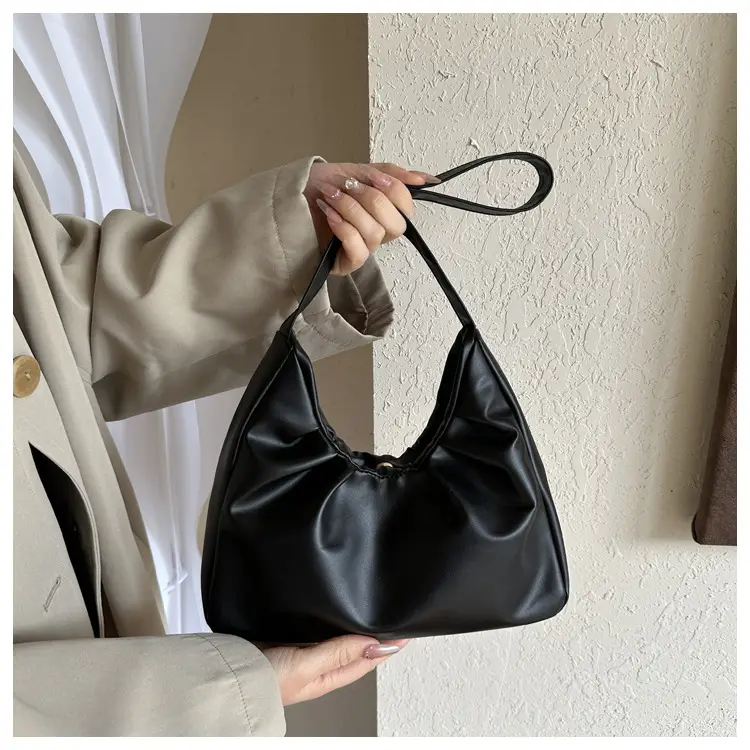 Women's Pleated Shoulder Bag Cream 2024 — feature 9
