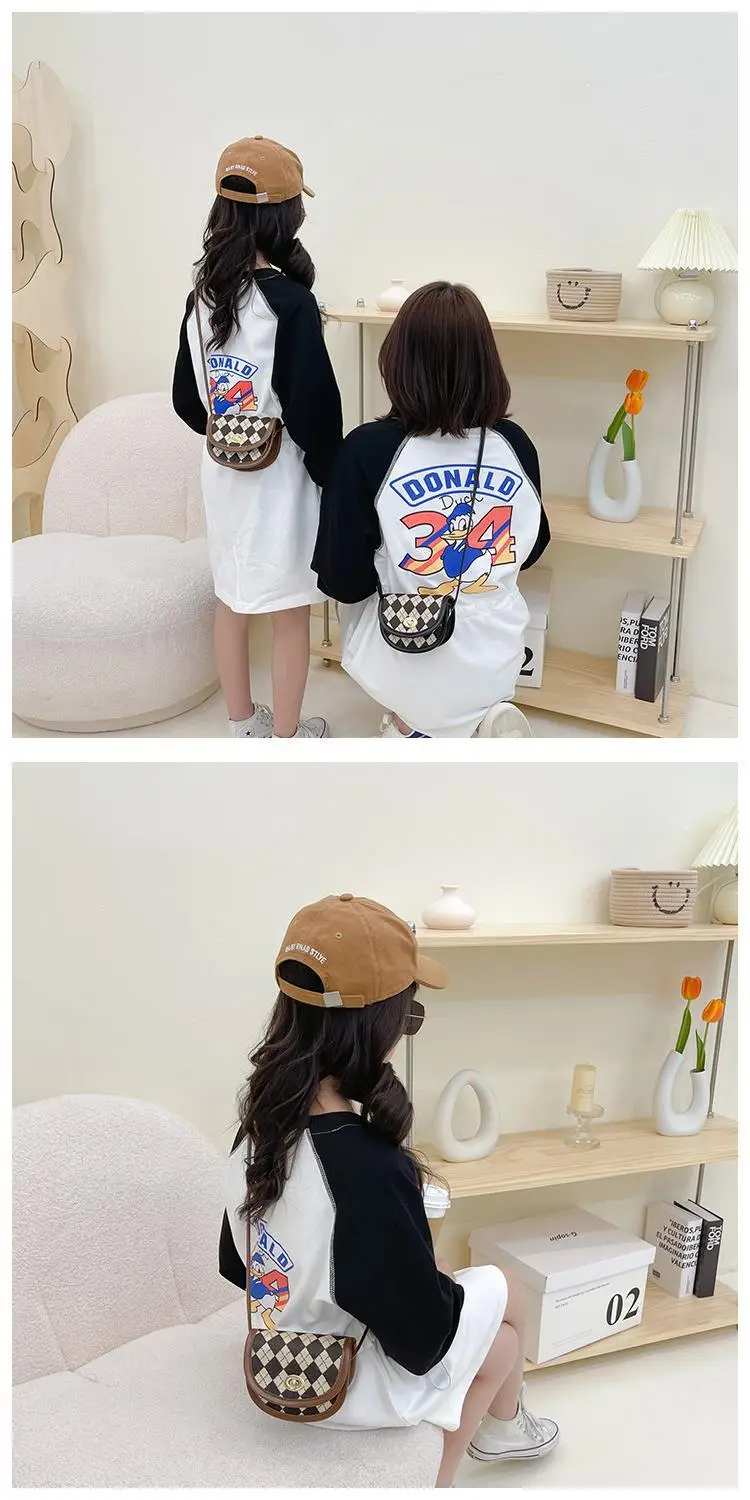 Girls' Houndstooth Crossbody Bag Black White Korean Style — feature 7