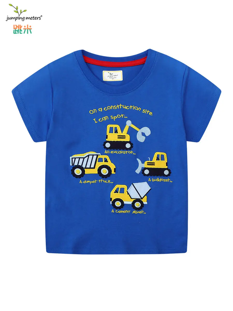 2025 Boys Cotton T-Shirt Blue Cartoon Excavator - Image 6
