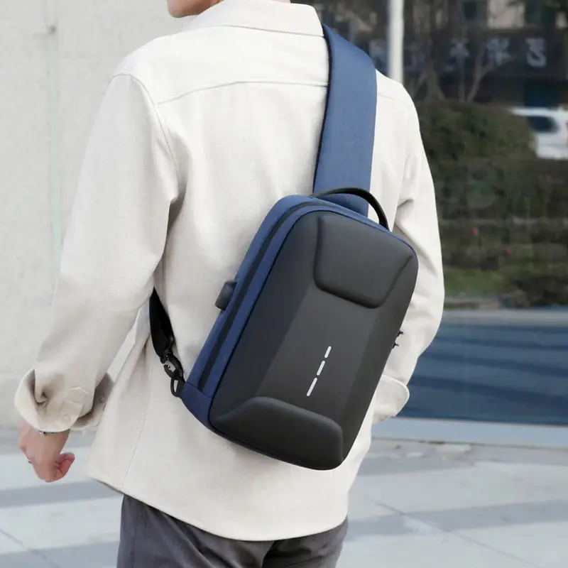 Men's Black Crossbody Shoulder Bag with Logo - Image 5