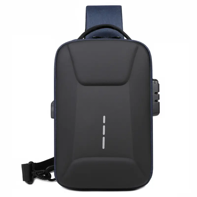 Men's Black Crossbody Shoulder Bag with Logo - Image 3