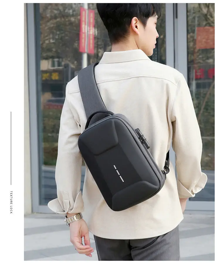 Men's Black Crossbody Shoulder Bag with Logo — feature 18