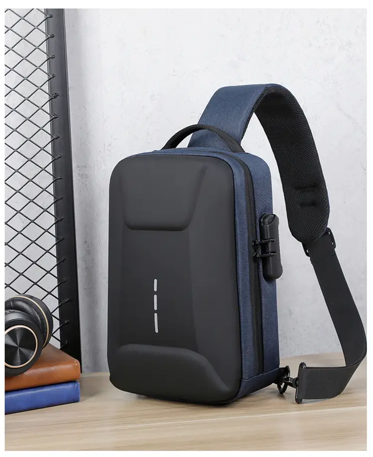Men's Black Crossbody Shoulder Bag with Logo — feature 24