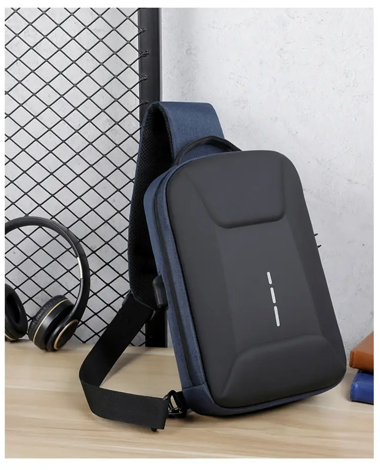 Men's Black Crossbody Shoulder Bag with Logo — feature 25